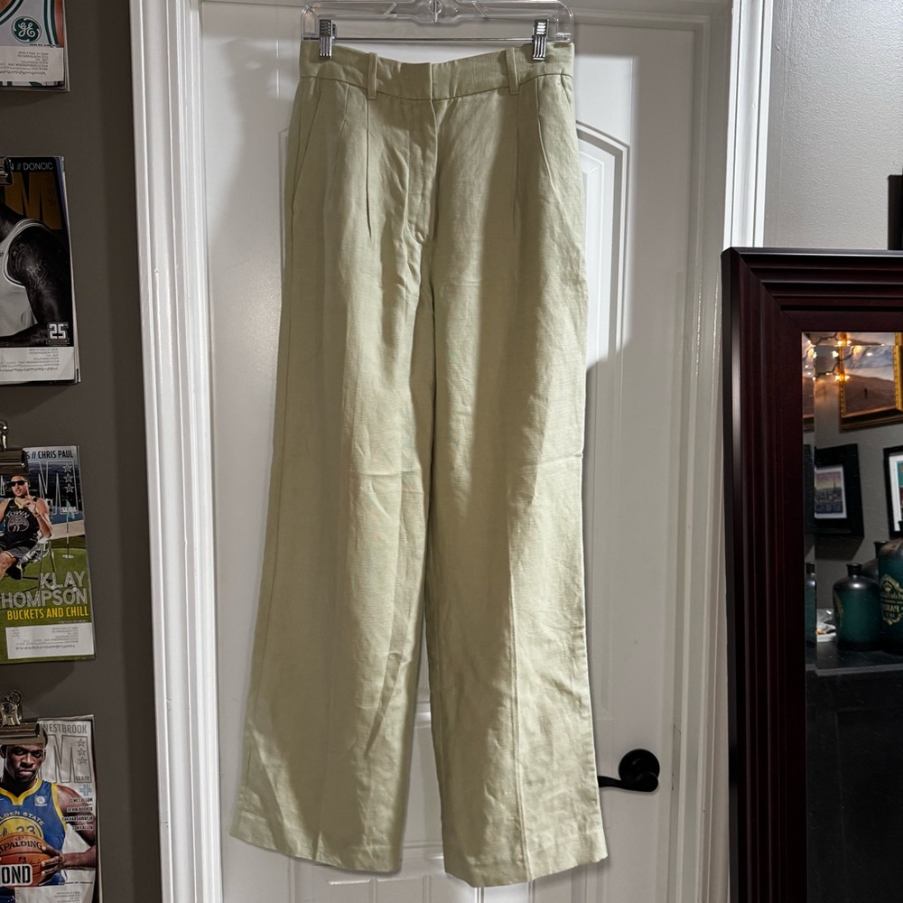 Wilfred Chartreuse Linen Pants